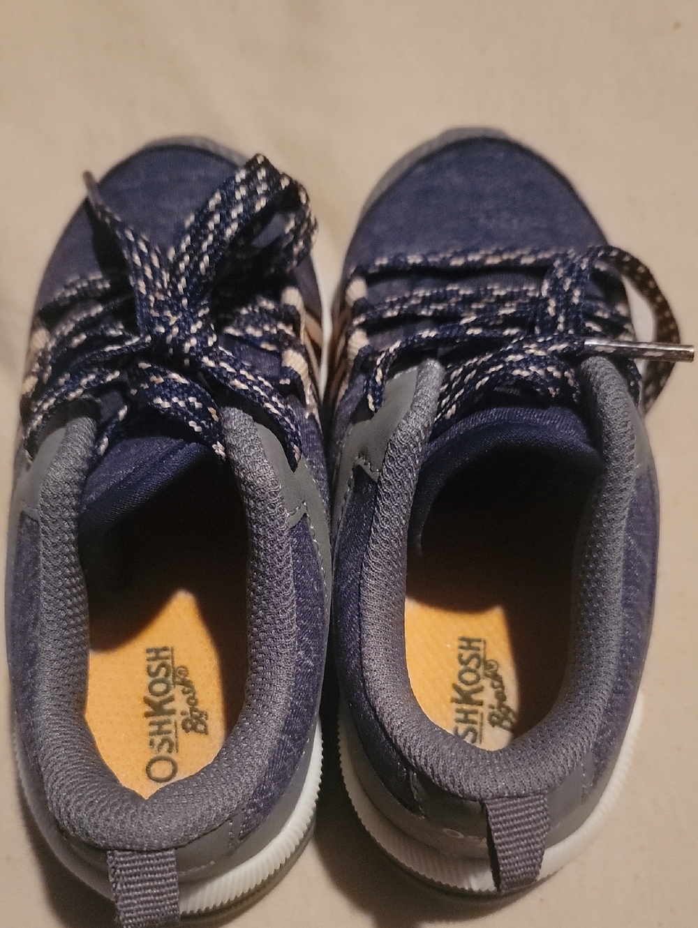 OshKosh B'gosh Navy and Gray Kids Sneakers with Patterned Laces